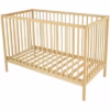 Lit à Barreaux Bois Naturel Bébé Maroc Poppy — bois certifié FSC, sommier 3 hauteurs, 60x120 cm | Bébé Prestige