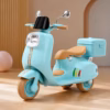 Moto Électrique Enfant 12V Maroc Vespa Bleu — phare LED, effets sonores, batterie rechargeable, dès 3 ans | Bébé Prestige